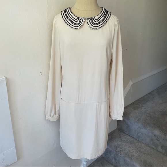 Trina Turk Embellished Collar Crepe Baroness Dress - Picture 3 of 8